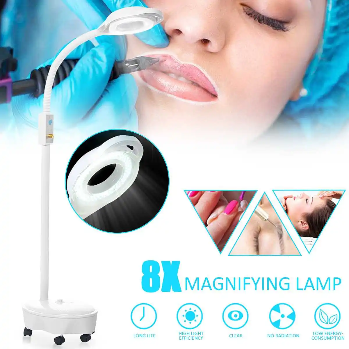 220V Beauty Magnifier Pro 8X Diopter 120 LED Magnifying Floor Stand Lamp on wheels Facial Light For Salon Tattoo lamp instrument
220V Beauty Magnifier Pro 8X Diopter 120 LED Magnifying Floor Stand Lamp on wheels Facial Light For Salon Tattoo lamp instrument