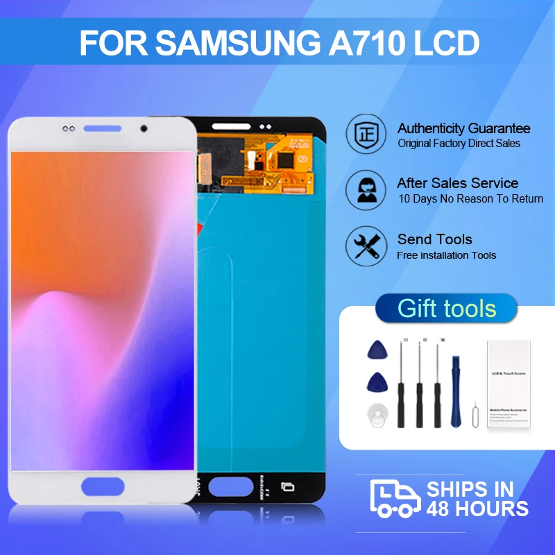 1Pcs OLED A7 2016 Display For Samsung Galaxy A710 LCD Touch Screen Digitizer A7100 A710M A710F A710FD Assembly With Tools
1Pcs OLED A7 2016 Display For Samsung Galaxy A710 LCD Touch Screen Digitizer A7100 A710M A710F A710FD Assembly With Tools