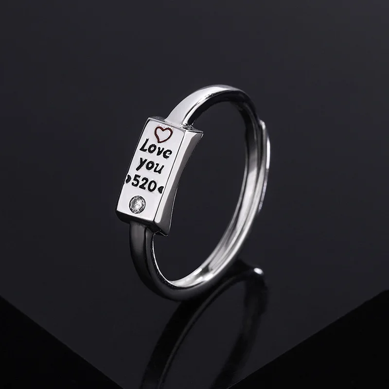 999 Sterling Silver Korean English Letter Ring Female Romantic Couple Pair Ring Open Ring I Love You Gift
999 Sterling Silver Korean English Letter Ring Female Romantic Couple Pair Ring Open Ring I Love You Gift