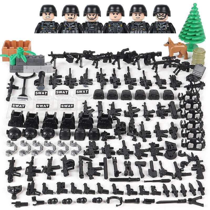 Mini Modern SWAT Military Soldier Action Figures Building Block Camouflage Army Snow Ghost Desert Tigers Team FBI Weapons Bricks
Mini Modern SWAT Military Soldier Action Figures Building Block Camouflage Army Snow Ghost Desert Tigers Team FBI Weapons Bricks