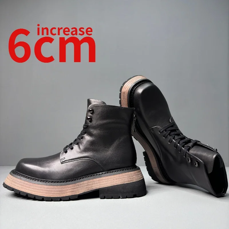 British Cut Lightweight Sole Cowhide Hand Sewn Boots Shoes for Men Increase 6cm Back Zipper Thick Sole Leather Boots Trendy Male
British Cut Lightweight Sole Cowhide Hand Sewn Boots Shoes for Men Increase 6cm Back Zipper Thick Sole Leather Boots Trendy Male
