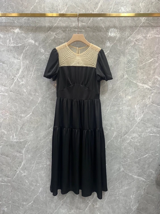 2022 new women fashion short-sleeved see-through pearl stitching slim slim elegant long skirt dress 326
2022 new women fashion short-sleeved see-through pearl stitching slim slim elegant long skirt dress 326