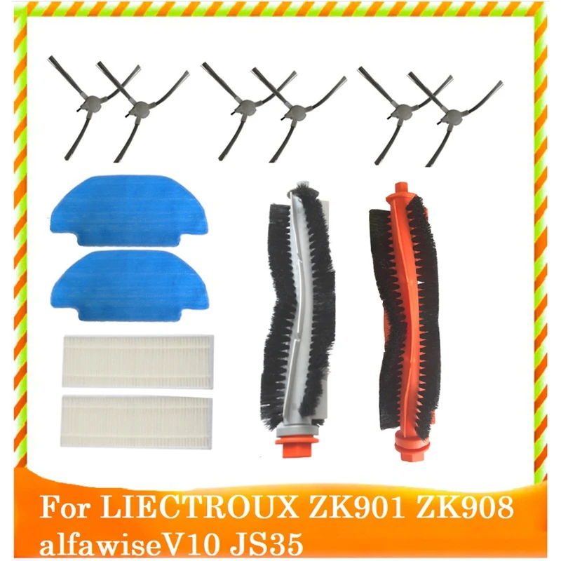 

For LIECTROUX ZK901 ZK908 Alfawisev10 JS35 Robotic Vacuum Cleaner Replacement Parts Main Side Brush Filter Mop Cloth