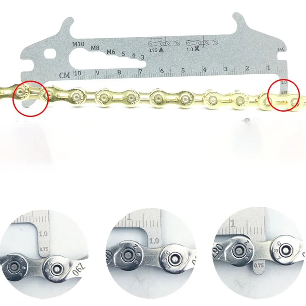 7 In 1 Bicycle Chain Checke Ruler Repair Tool Thread Wear Indicator Aluminum-Alloy Spoke Wrench Chain Hook Detection FV Tool New
7 In 1 Bicycle Chain Checke Ruler Repair Tool Thread Wear Indicator Aluminum-Alloy Spoke Wrench Chain Hook Detection FV Tool New
