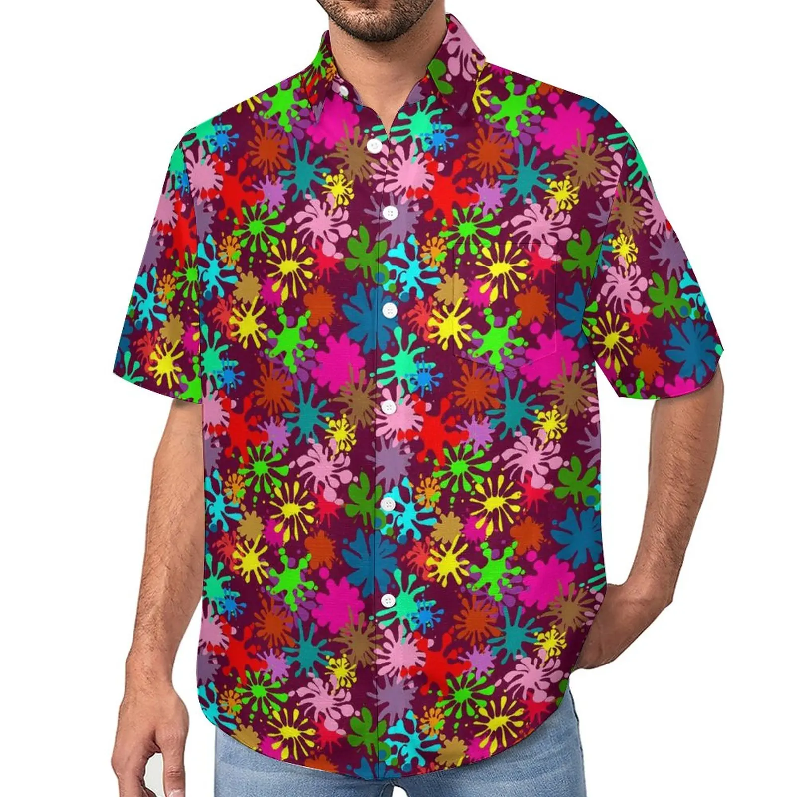 Cute Paint Splatter Blouses Man Colorful Print Casual Shirts Summer Short Sleeve Graphic Trendy Oversized Beach Shirt Gift
Cute Paint Splatter Blouses Man Colorful Print Casual Shirts Summer Short Sleeve Graphic Trendy Oversized Beach Shirt Gift