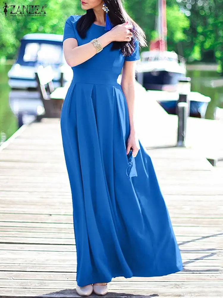 ZANZEA Summer Elegant Women Casual A-line Maxi Long Sundress Stylish Solid Pleated Vestido Short Sleeve High Waist Party Dress
ZANZEA Summer Elegant Women Casual A-line Maxi Long Sundress Stylish Solid Pleated Vestido Short Sleeve High Waist Party Dress