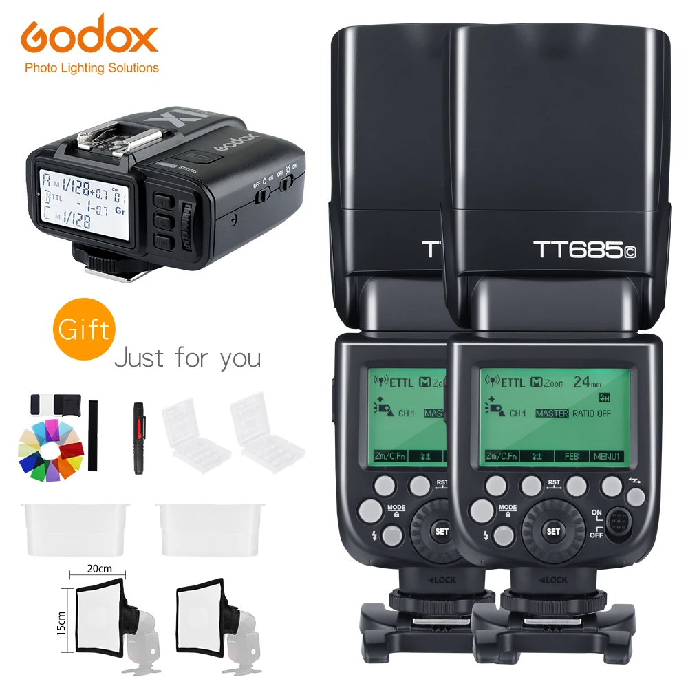 2X Godox TT685C/N/S/F/O HSS TTL Speedlite + X1 Trigger 2,4G Беспроводная вспышка для камеры Canon Nikon Sony Fuji Olympus 
2X Godox TT685C/N/S/F/O HSS TTL Speedlite + X1 Trigger 2,4G Беспроводная вспышка для камеры Canon Nikon Sony Fuji Olympus