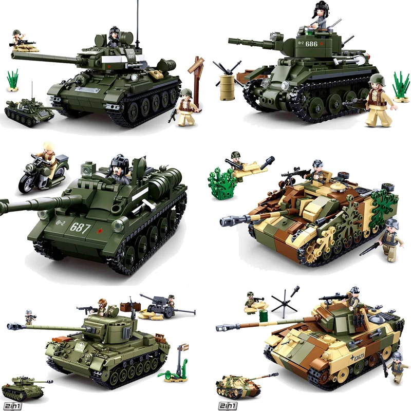 

WW2 Battle of El Alamein German British Building Blocks Kit Armor Vehicles Sets World War 2 Military Tanks Plane T34 Soviet Army