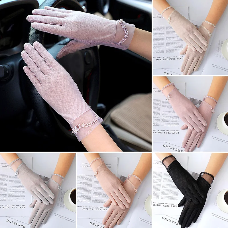 Women Sunscreen Gloves Elegant Ladies Solid Color Thin Outdoor Ice Silk Lace Mittens Non-skid Touch Screen Driving Gloves
Women Sunscreen Gloves Elegant Ladies Solid Color Thin Outdoor Ice Silk Lace Mittens Non-skid Touch Screen Driving Gloves
