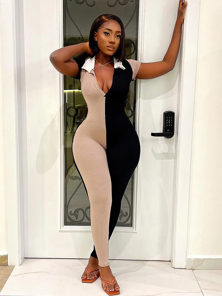 Sexy V Neck Sleeveless Contrast Color Slim Jumpsuits Women Patchwork Pencil Pants One Piece Rompers 2022 Spring Fall Sportwear
Sexy V Neck Sleeveless Contrast Color Slim Jumpsuits Women Patchwork Pencil Pants One Piece Rompers 2022 Spring Fall Sportwear