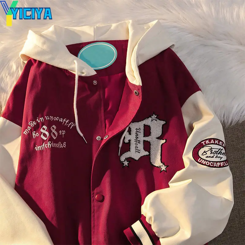 YICIYA loose embroidery baseball uniform women's red street vintage Letter Printing hooded Baseball harajuku jacket spring 2022
YICIYA loose embroidery baseball uniform women's red street vintage Letter Printing hooded Baseball harajuku jacket spring 2022