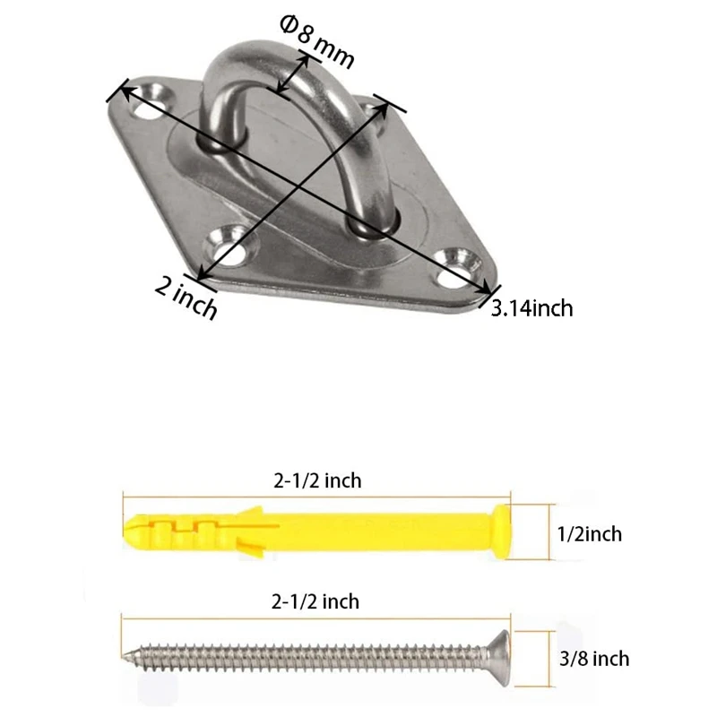 3X Heavy Duty Hammock Hanging Kit Eye Plates Ceiling Wall Mount Anchor Hooks Hanger For Hammock Swing Chair
3X Heavy Duty Hammock Hanging Kit Eye Plates Ceiling Wall Mount Anchor Hooks Hanger For Hammock Swing Chair