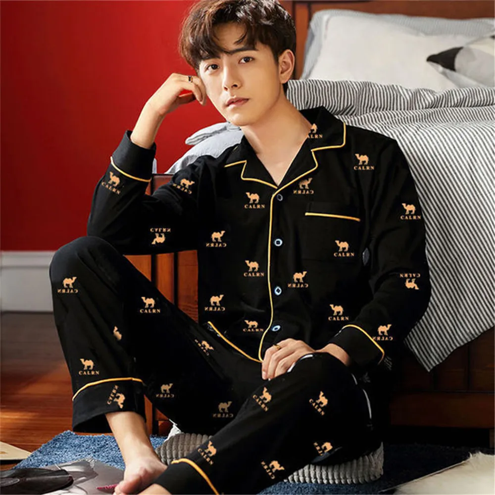 Men's Pajama Sets Spring Summer Man Pajamas Set Simple Sleepwear Long Sleeve Cotton Pajamas For Men Top Pant Leisure Outwear
Men's Pajama Sets Spring Summer Man Pajamas Set Simple Sleepwear Long Sleeve Cotton Pajamas For Men Top Pant Leisure Outwear