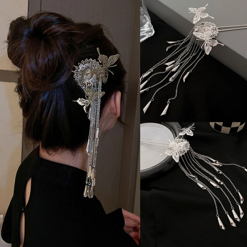 Elegant Butterfly Flower Hair Stick Tassel Pendant Hairpin Metal Hair Clip Ornamnets Hair Accessories for Masquerades
Elegant Butterfly Flower Hair Stick Tassel Pendant Hairpin Metal Hair Clip Ornamnets Hair Accessories for Masquerades