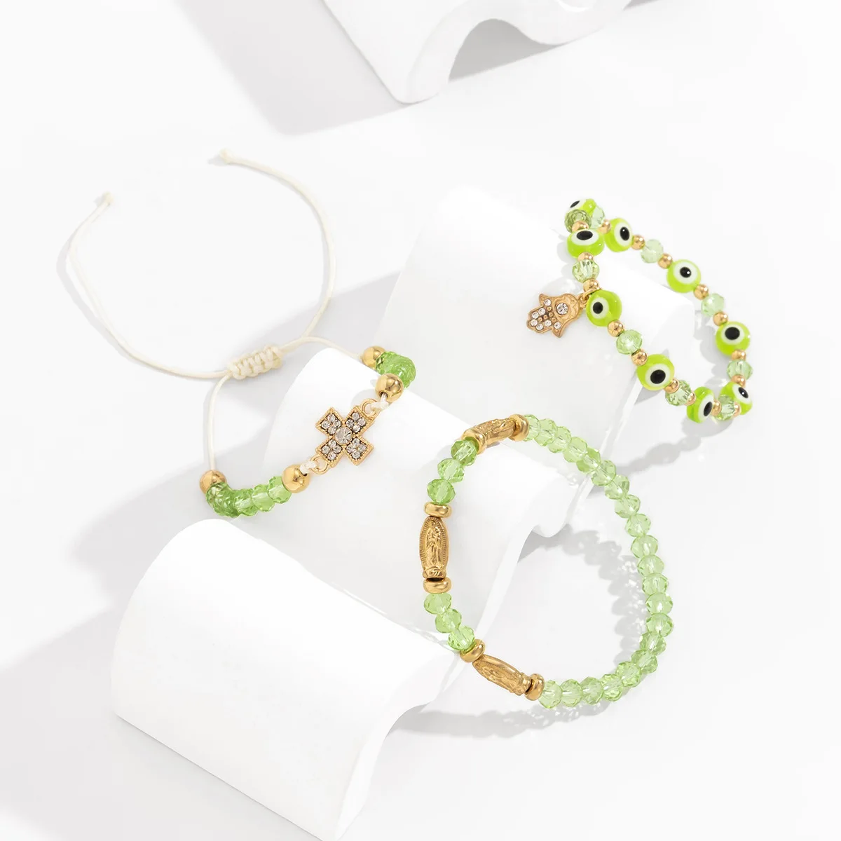 3pcs/set Bohemian Green Beaded Bracelet for Women Summer Rhinestone Cross Devil's Eye Bracelet Jewelry Bangles
3pcs/set Bohemian Green Beaded Bracelet for Women Summer Rhinestone Cross Devil's Eye Bracelet Jewelry Bangles