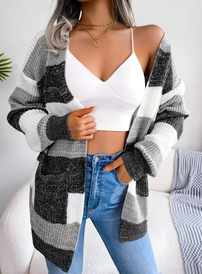 Spot 2023 Women's New Hot Selling Contrast Stripe Lantern Sleeves Autumn/winter Casual Cardigan Sweater Jacket Coat
Spot 2023 Women's New Hot Selling Contrast Stripe Lantern Sleeves Autumn/winter Casual Cardigan Sweater Jacket Coat