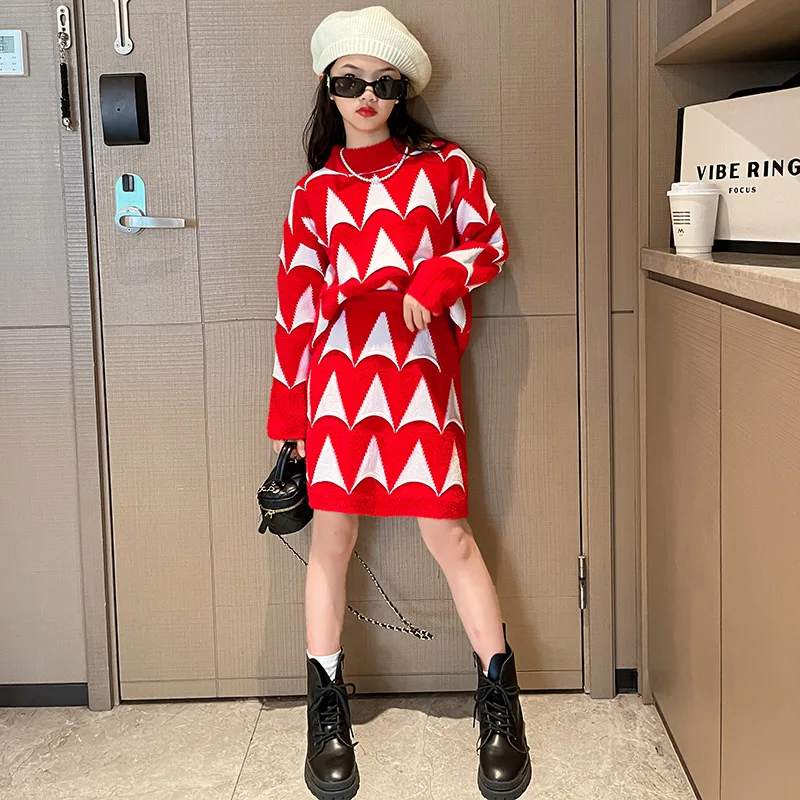 Girls Sweater Sets Autumn Winter Fashion Plaid Knitting Tops Skirts Two Piece 12 14 Years Children Clothing Casual Kids Outfits 
Girls Sweater Sets Autumn Winter Fashion Plaid Knitting Tops Skirts Two Piece 12 14 Years Children Clothing Casual Kids Outfits