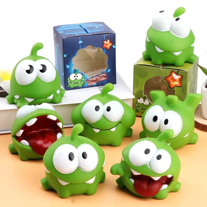 

1 pc Cut The Rope Game Rubber Frog Dolls Kawaii Cut The Rope OM NOM Candy Gulping Monster Action Figure Toy Kids Baby Bath Toy