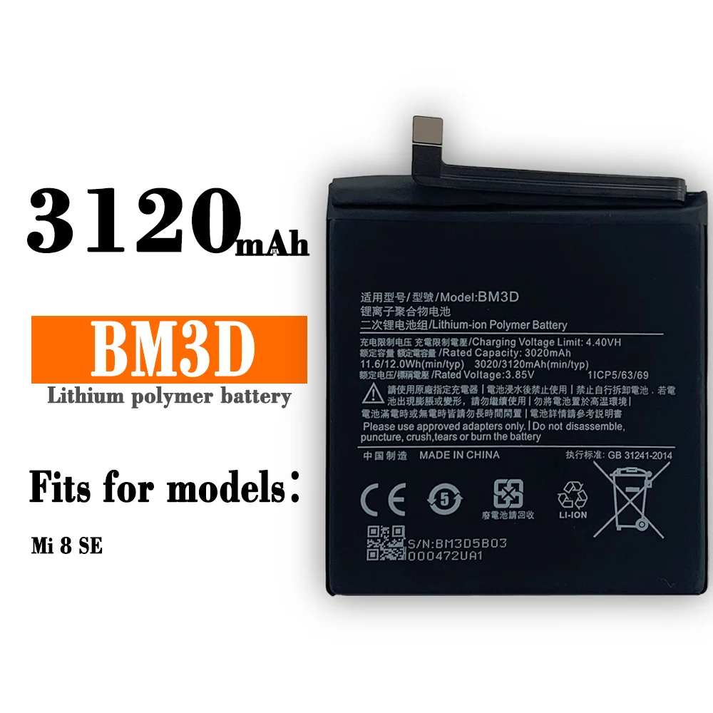 Xiao mi 100% Orginal BM3D 3020mAh Battery For Xiaomi Mi 8 SE Mi8 SE Mi8SE BM3D High Quality Phone Replacement Batteries
Xiao mi 100% Orginal BM3D 3020mAh Battery For Xiaomi Mi 8 SE Mi8 SE Mi8SE BM3D High Quality Phone Replacement Batteries