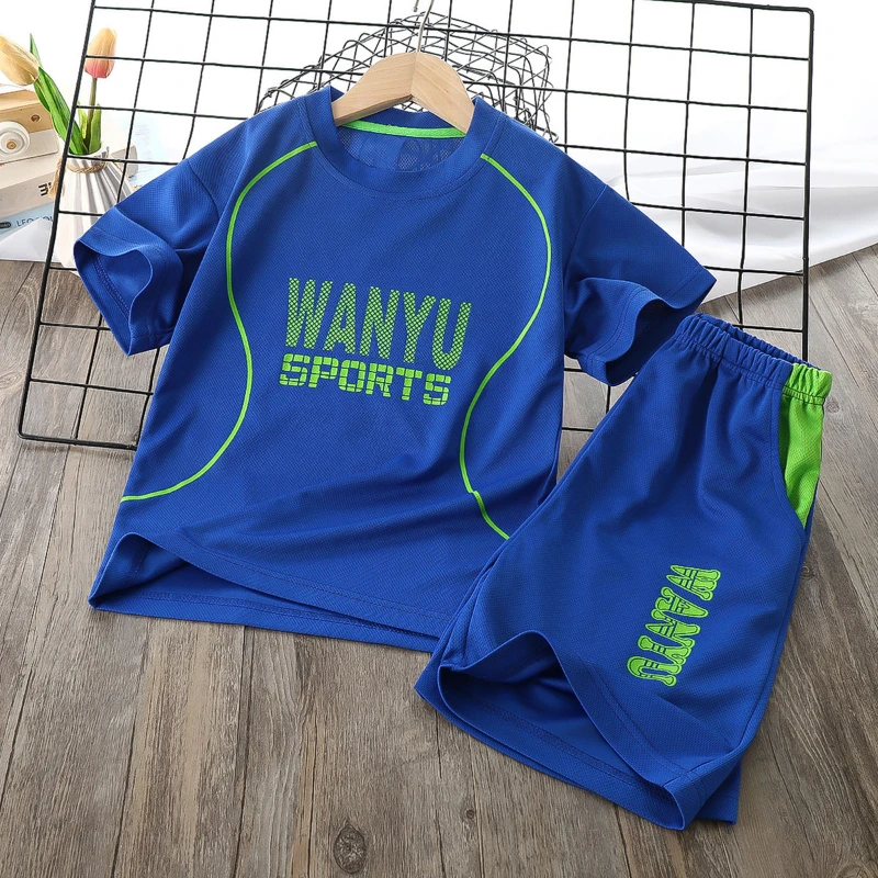 Children's Short-Sleeved Suit 22 New Short-Sleeved Shorts Two-Piece Suit Quick-Drying Sweat Absorbent Children Exercise Jersey
Children's Short-Sleeved Suit 22 New Short-Sleeved Shorts Two-Piece Suit Quick-Drying Sweat Absorbent Children Exercise Jersey