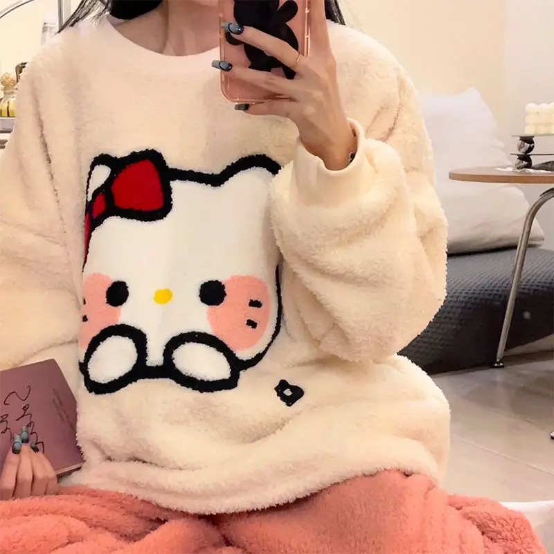 Sanrio Anime Kawaii Hello Kitty Cinnamoroll Winter Thickened Plush Warm Pajamas Set Cute Cartoon Casual Home Clothing Gifts
Sanrio Anime Kawaii Hello Kitty Cinnamoroll Winter Thickened Plush Warm Pajamas Set Cute Cartoon Casual Home Clothing Gifts