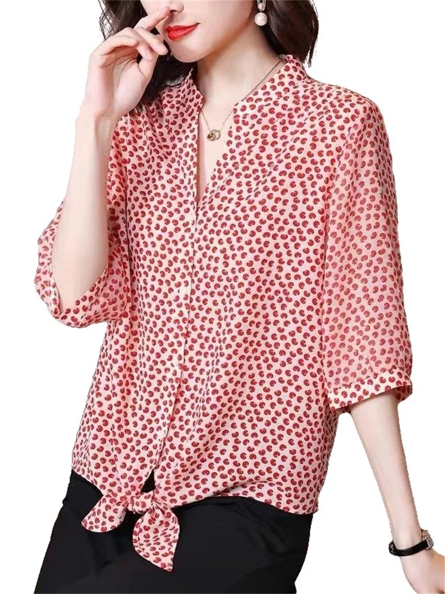 Loose Women Spring Summer Blouses Shirts Lady Fashion Casual Half Sleeve Bow V-Neck Flowers Blusas Tops WY0655
Loose Women Spring Summer Blouses Shirts Lady Fashion Casual Half Sleeve Bow V-Neck Flowers Blusas Tops WY0655
