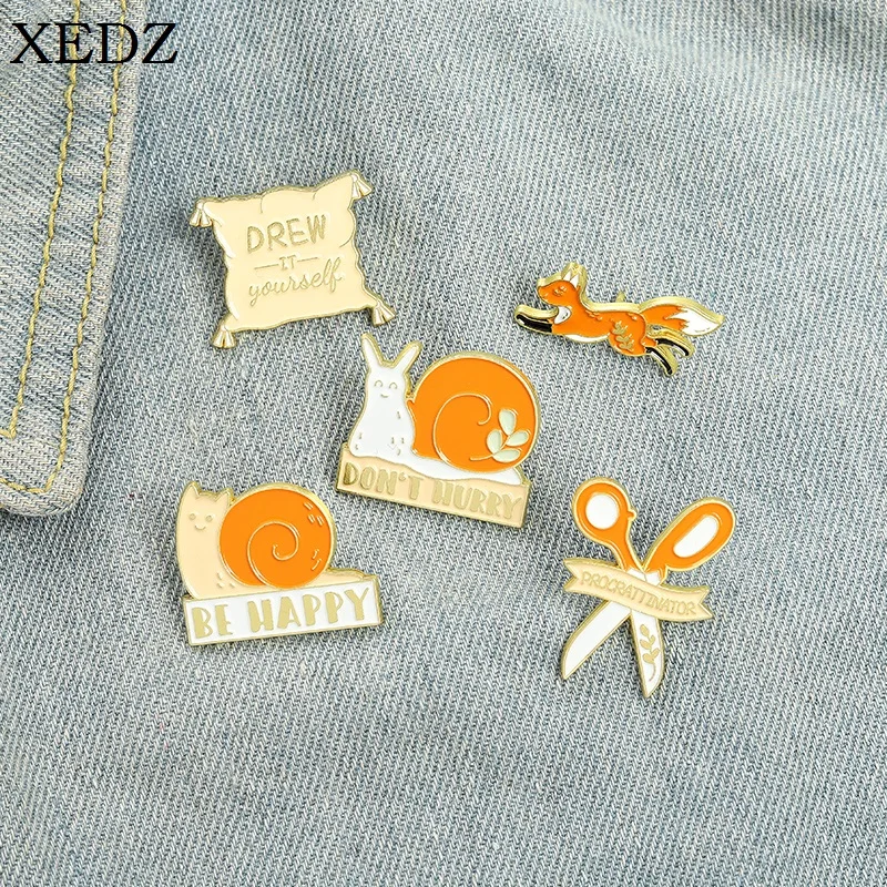 Don't Worry Enamel Pin Custom Snail Fox Scissors Brooch Denim Backpack Lapel Badge Cartoon Jewelry Gift for Friends Kids
Don't Worry Enamel Pin Custom Snail Fox Scissors Brooch Denim Backpack Lapel Badge Cartoon Jewelry Gift for Friends Kids
