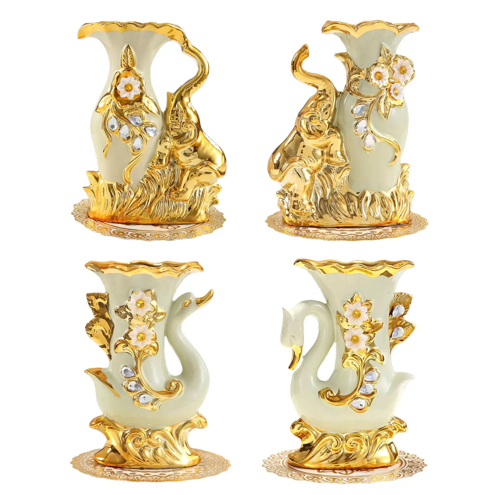 NEW2023 European Style Ceramic Golden Swan/Elephant Vase Dry Holder Arrangement Dining Table Home Decoration Accessories
NEW2023 European Style Ceramic Golden Swan/Elephant Vase Dry Holder Arrangement Dining Table Home Decoration Accessories