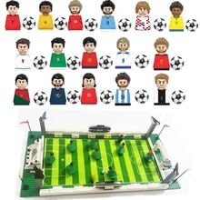 Soccer Football Field Stadium Famous Mini Football Player Figures Match Building Bricks Blocks Toys Gift Kid