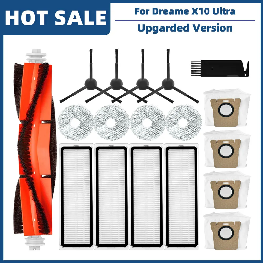 Аксессуары для Dreame Bot X10 Ultra / X10 Pro, сменные детали, основная боковая щетка, фильтр НЕРА, насадка на швабру, тканевый пылесборник
Аксессуары для Dreame Bot X10 Ultra / X10 Pro, сменные детали, основная боковая щетка, фильтр НЕРА, насадка на швабру, тканевый пылесборник