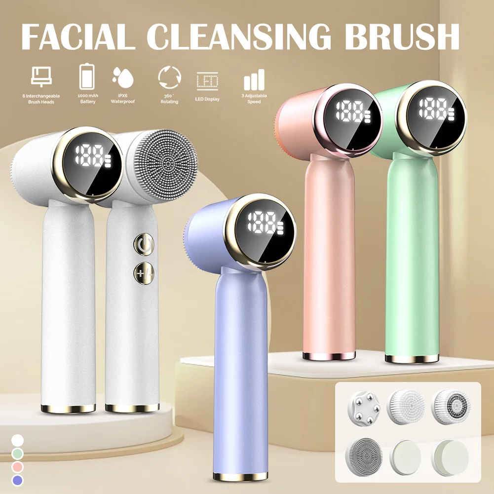 6 In 1 Electric Face Cleansing Brush Silicone Pore Cleaner with 3 Modes Hot Cold Compress Facial Exfoliating Cleaner Skin Care
6 In 1 Electric Face Cleansing Brush Silicone Pore Cleaner with 3 Modes Hot Cold Compress Facial Exfoliating Cleaner Skin Care