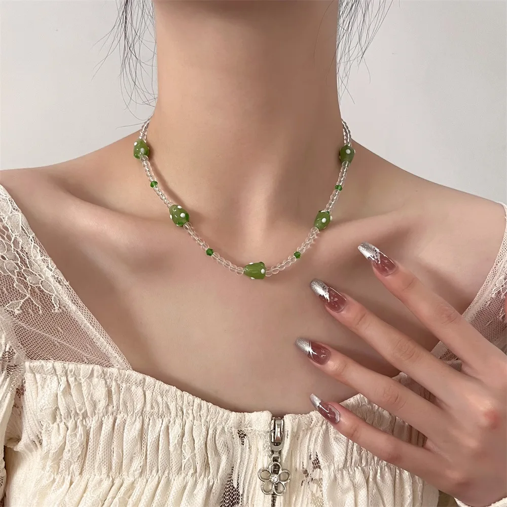 Kpop Retro Fresh Green Ceramic Necklace for Women Female Collection Peach Flower Neck Clavicle Chain Choker Fashion Jewelry Gift
Kpop Retro Fresh Green Ceramic Necklace for Women Female Collection Peach Flower Neck Clavicle Chain Choker Fashion Jewelry Gift