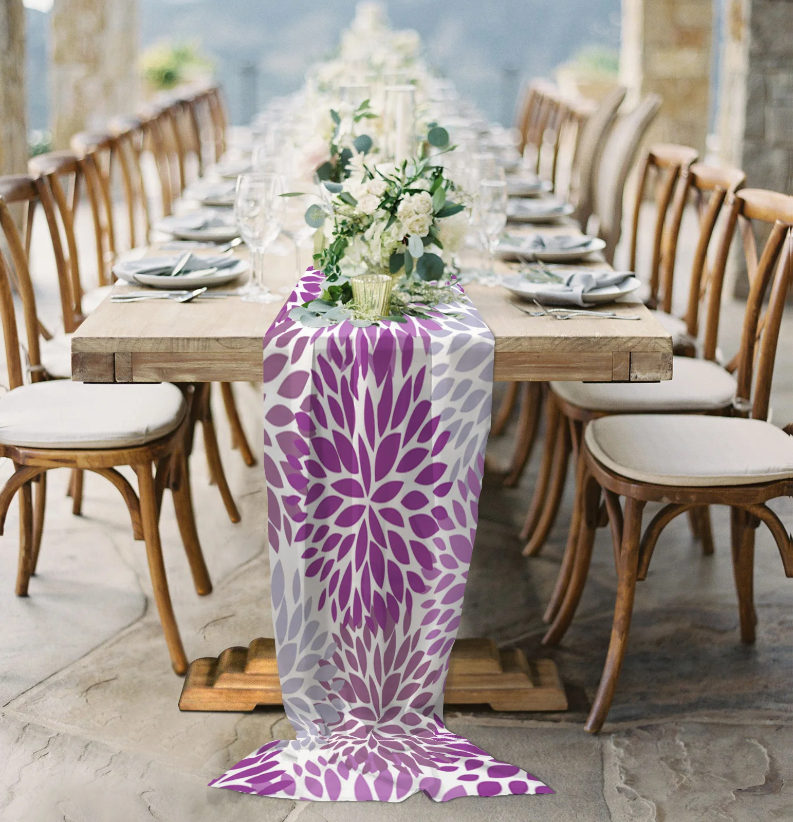 Purple Dahlia Petals Table Runner Sheer Chiffon Luxury Boho Wedding Party Birthday Gauze Tablecloth
Purple Dahlia Petals Table Runner Sheer Chiffon Luxury Boho Wedding Party Birthday Gauze Tablecloth