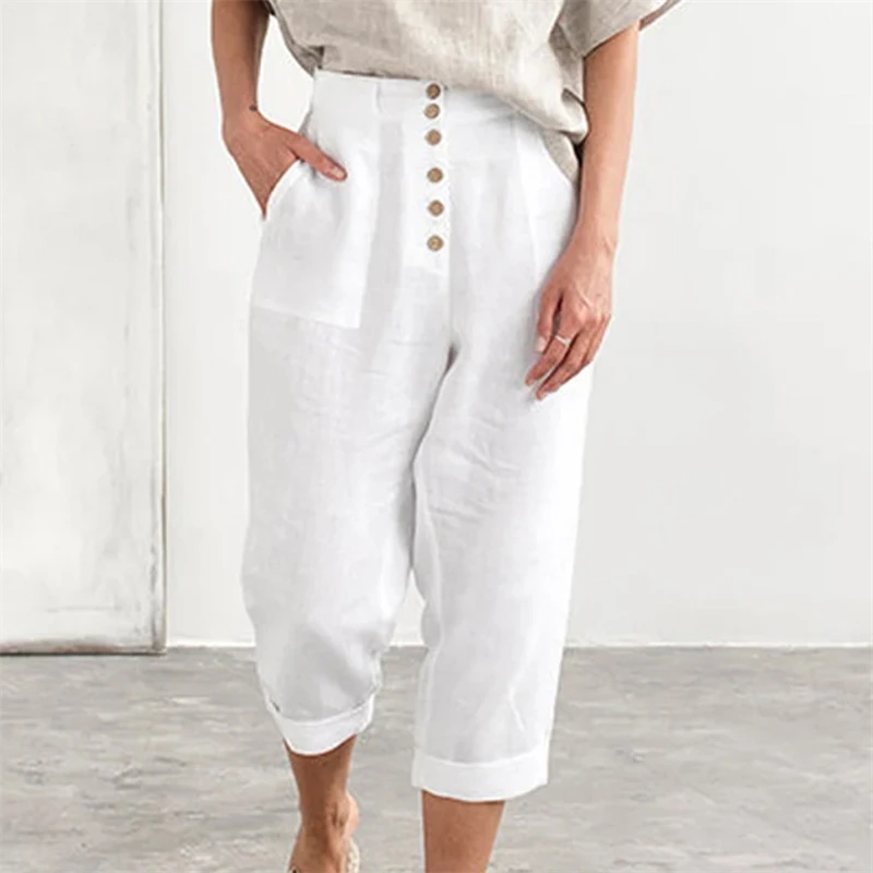Spring Casual Breasted Patchwork Pockets Loose Solid Mid Waist Nine Points Pants Women White Oversized Wide Leg Trousers
Spring Casual Breasted Patchwork Pockets Loose Solid Mid Waist Nine Points Pants Women White Oversized Wide Leg Trousers
