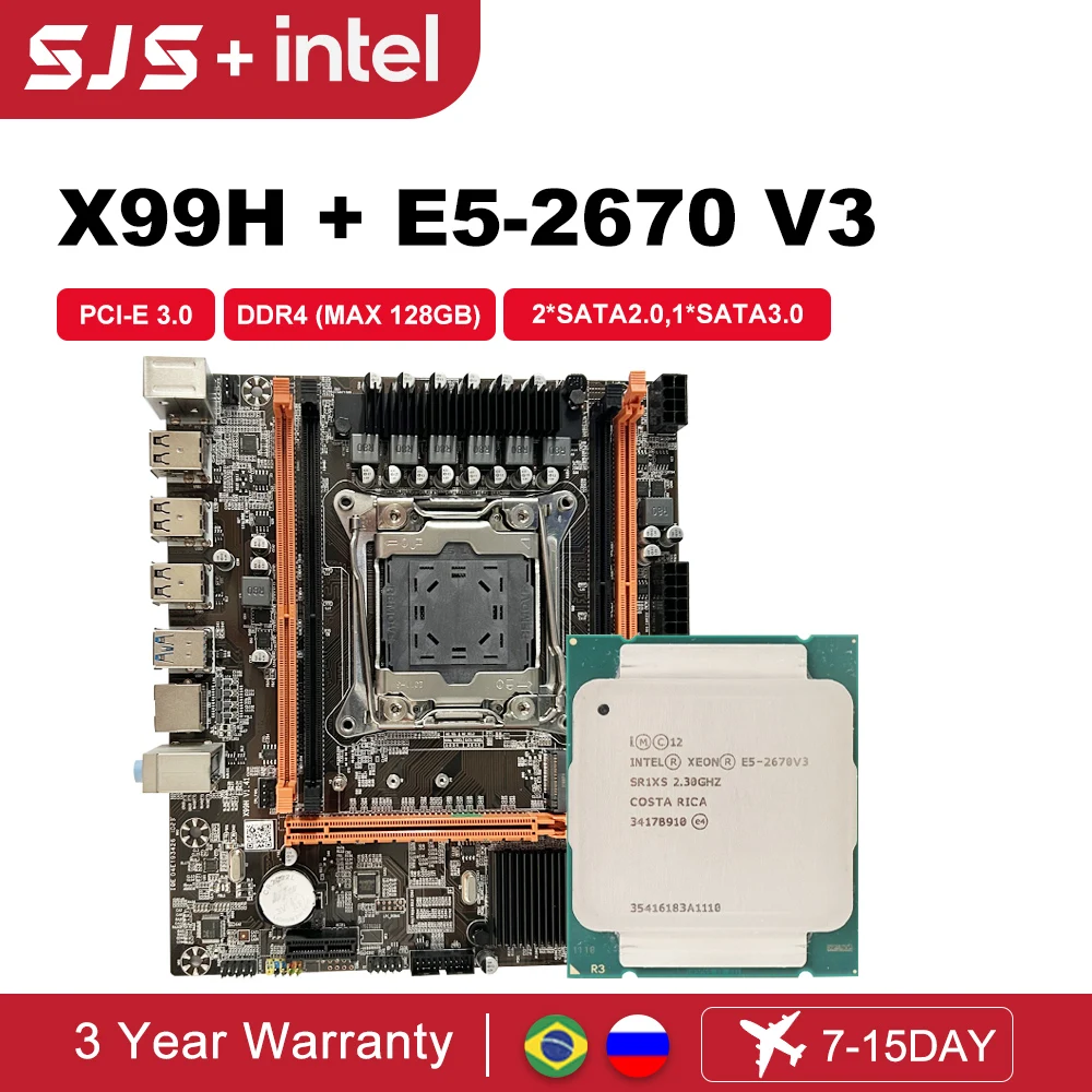 SJS X99 Motherboard Kit Xeon E5 2670 V3 CPU LGA 2011-3 Micro-ATX placa mãe Support DDR4 ECC RAM and Desktop Memory M.2 SATA 3.0
SJS X99 Motherboard Kit Xeon E5 2670 V3 CPU LGA 2011-3 Micro-ATX placa mãe Support DDR4 ECC RAM and Desktop Memory M.2 SATA 3.0
