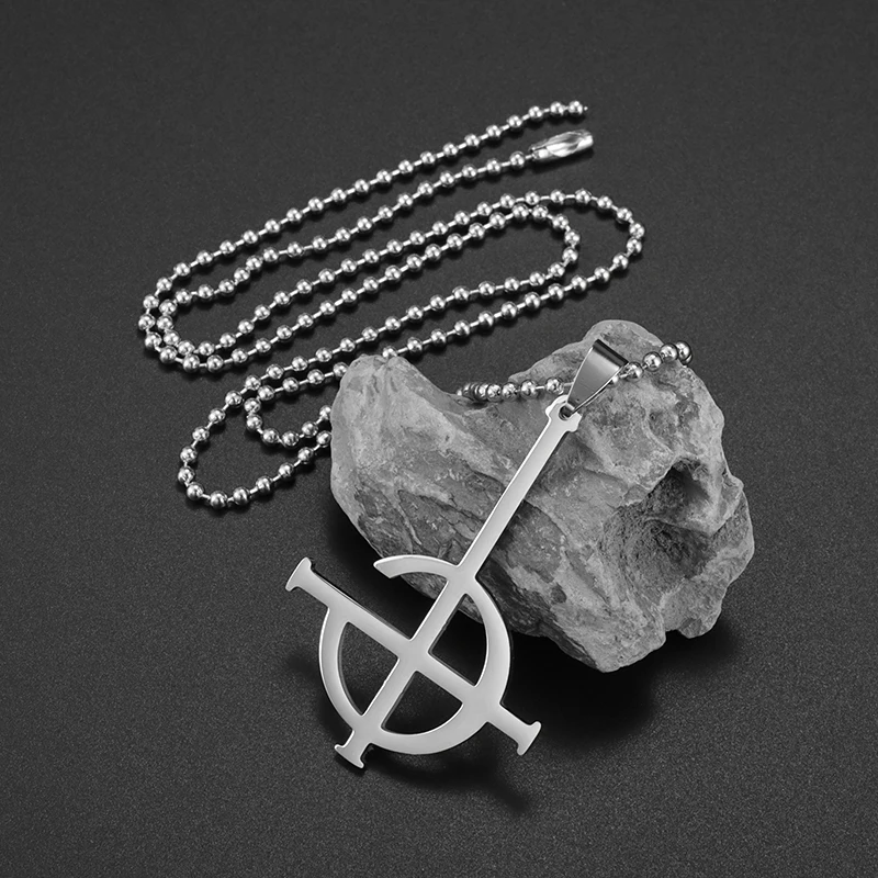 

Vintage Punk Statement Rock Ghost Bc Band Stainless Steel Badge Pendant Men\\\'s Necklace Charm Cool Party Prom Jewelry