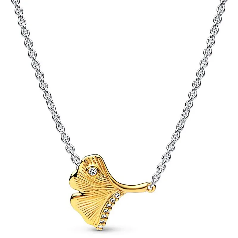 Authentic 925 Sterling Silver Shine Ginkgo Leaf Collier With Crystal Chain Necklace For Women Bead Charm Diy Fashion Jewelry 
Authentic 925 Sterling Silver Shine Ginkgo Leaf Collier With Crystal Chain Necklace For Women Bead Charm Diy Fashion Jewelry