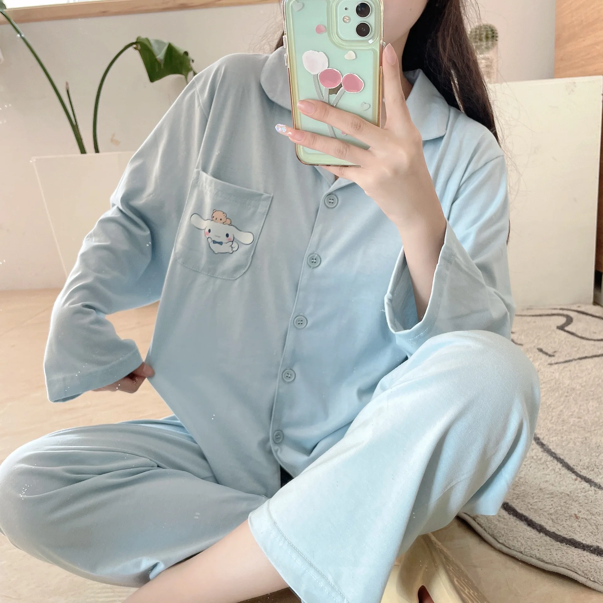 Кавайная Пижама Sanrios аниме Cinnamoroll женский весенне-осенний костюм с длинным рукавом Повседневная одежда для сна Милая Домашняя одежда мультя... 
Кавайная Пижама Sanrios аниме Cinnamoroll женский весенне-осенний костюм с длинным рукавом Повседневная одежда для сна Милая Домашняя одежда мультя...