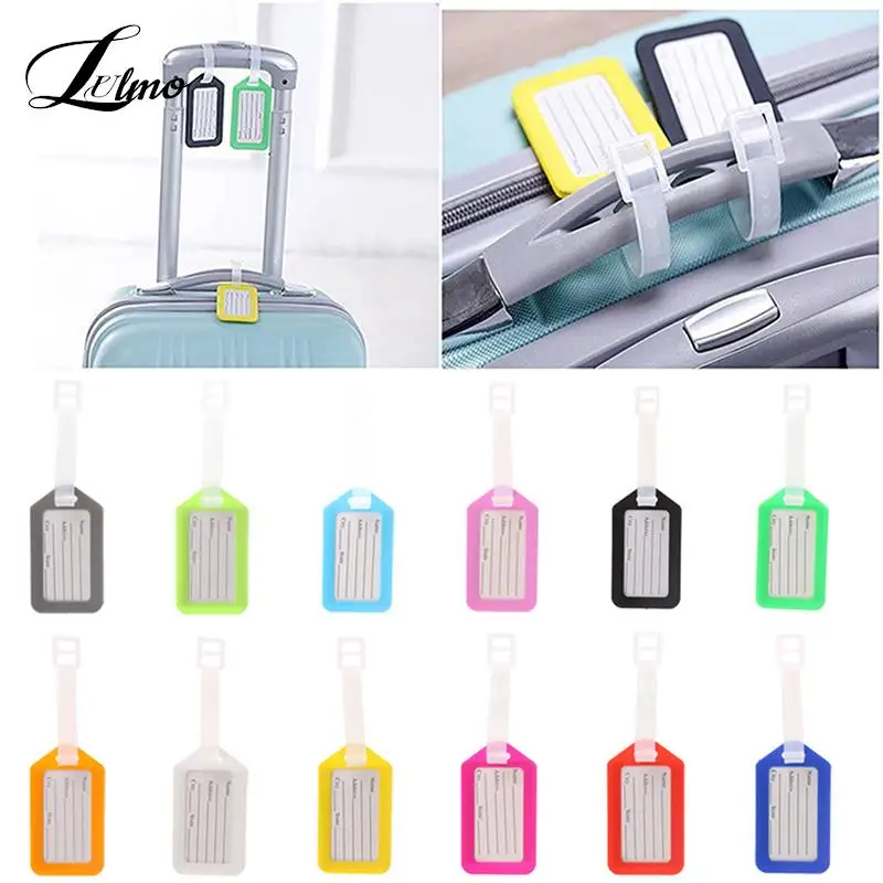 

10pc/Set Luggage Tag Boarding Shipping Plastic Baggage Tags Women Men Suitcase ID Address Name Holder Bag Label Travel Accessory