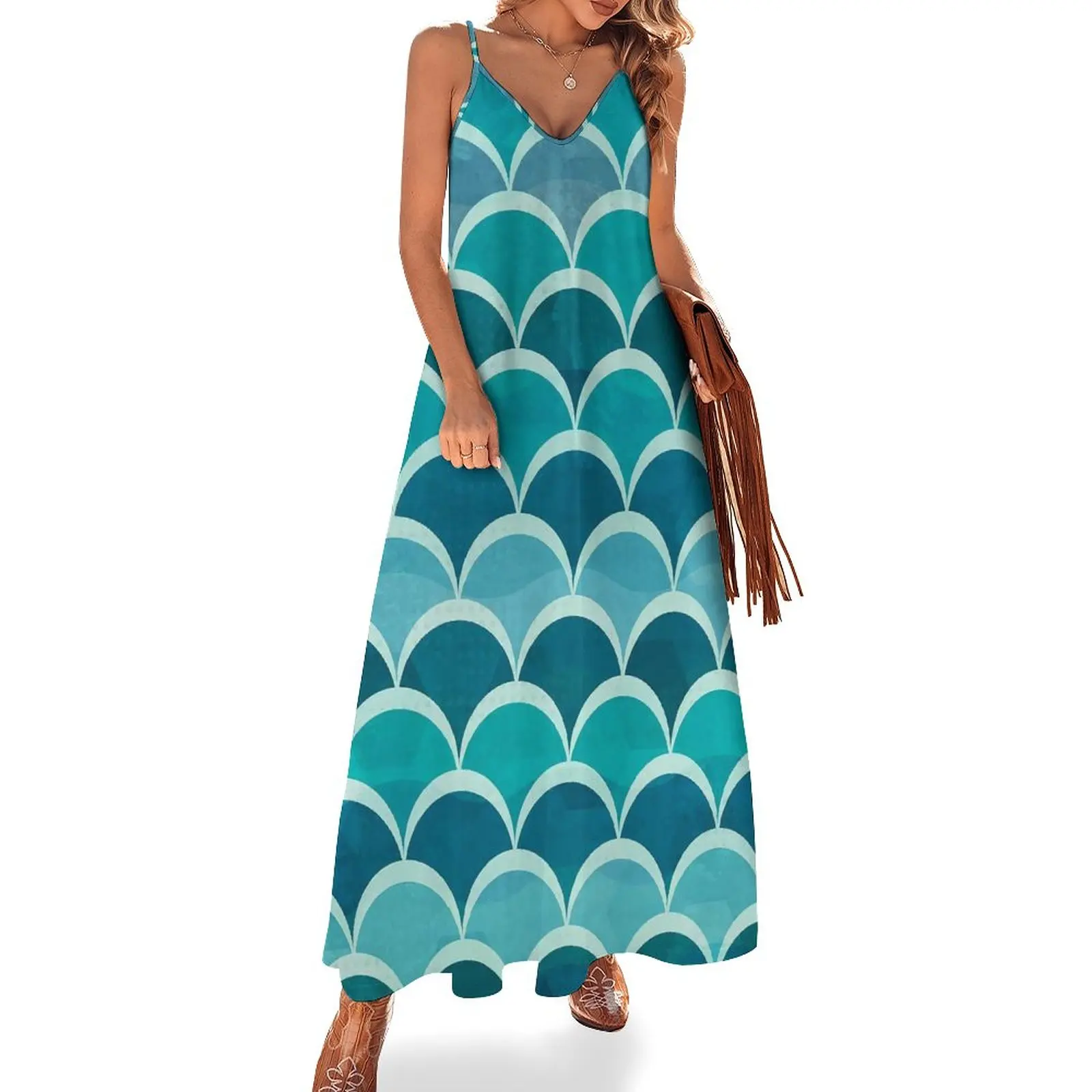 Mermaid Dress Green Scales Print Party Maxi Dress Street Style Casual Long Dresses Women Strap Print Large Size
Mermaid Dress Green Scales Print Party Maxi Dress Street Style Casual Long Dresses Women Strap Print Large Size