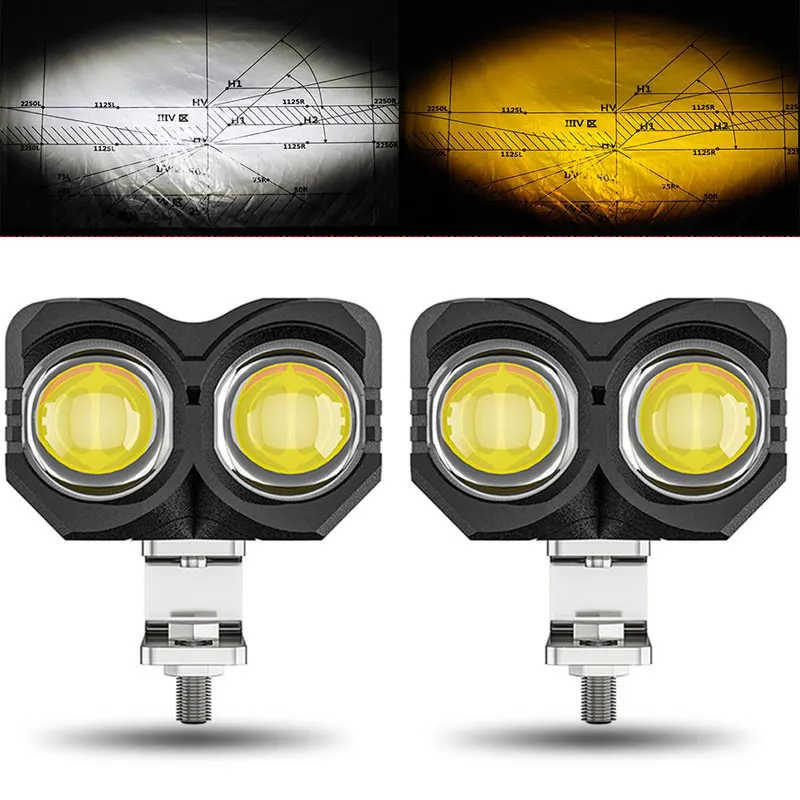 Motorcycle LED Headlight Spotlight Projector Lens Dual Color Driving Auxiliary Spotlight Lamp Light for Cafe Racer ATV Scooter
Motorcycle LED Headlight Spotlight Projector Lens Dual Color Driving Auxiliary Spotlight Lamp Light for Cafe Racer ATV Scooter