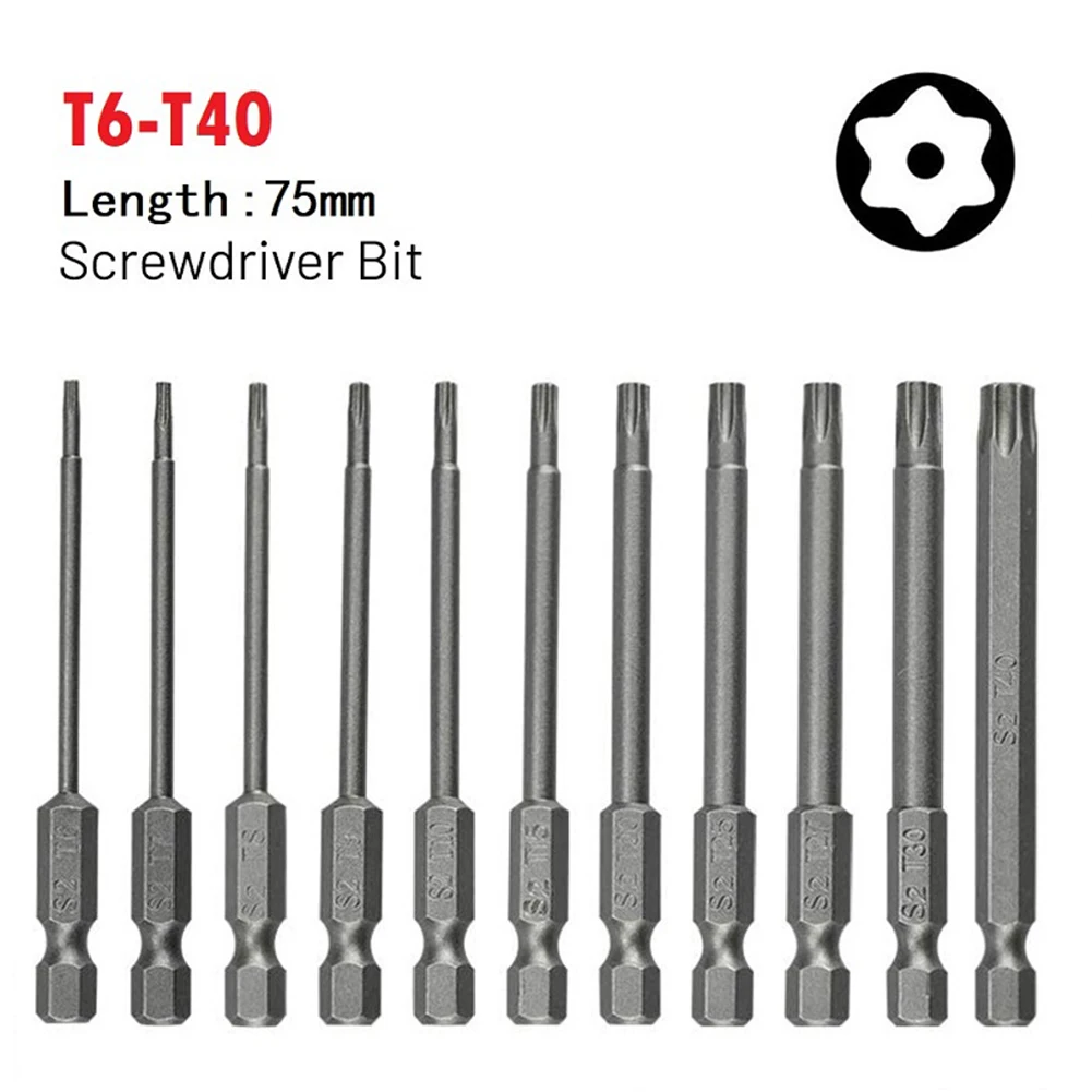 

1pc T6-T40 Magnetic Head Torx Screwdriver Bit 75mm Security Tamper Proof Star Tools Workshop Equipment Hand Tools Screwdrivers