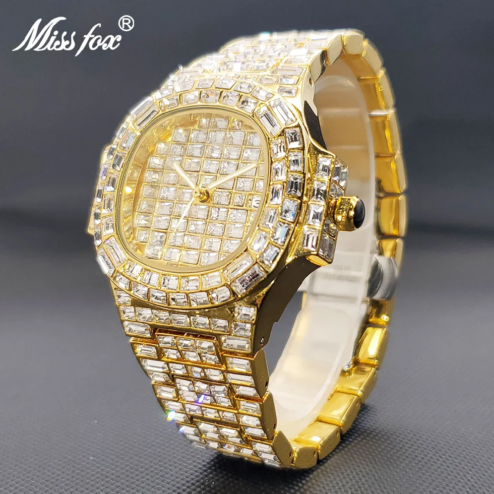 Men's Gold Quartz Watch Luxury Classic Stylish Square Baguette Diamond Wristwatches For Men Calendar Waterproof Hand Clock New
Men's Gold Quartz Watch Luxury Classic Stylish Square Baguette Diamond Wristwatches For Men Calendar Waterproof Hand Clock New