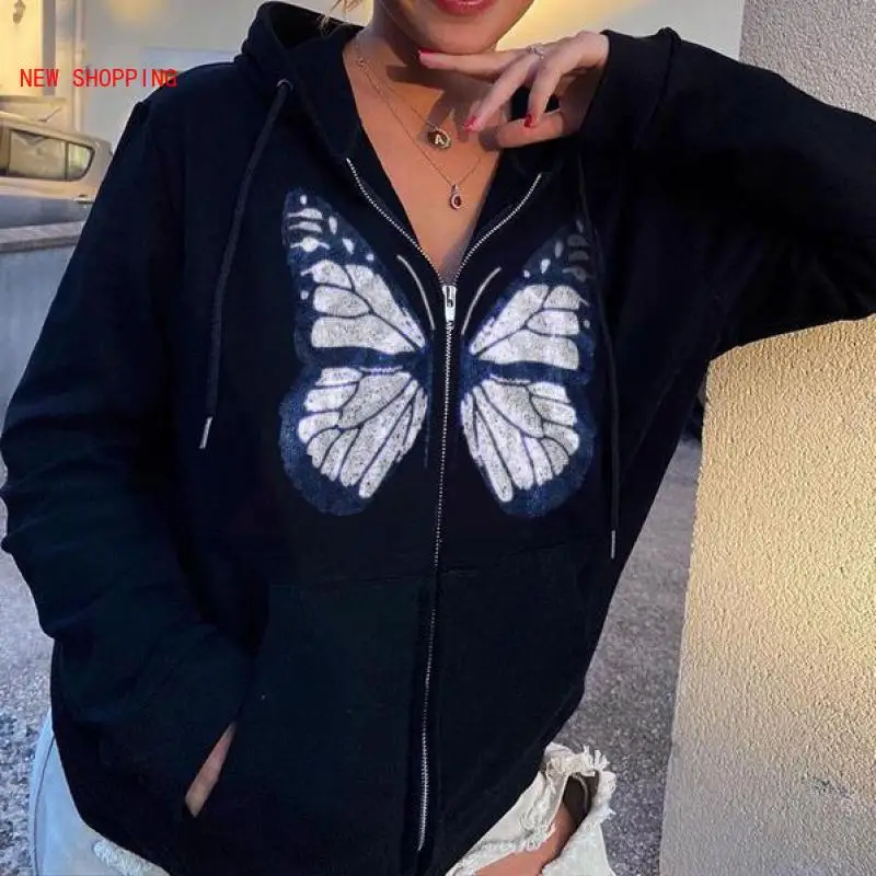 2021 Fashion Y2K Hoodies Butterfly Graphic Rhinestone Zip Up Coats Harajuku 90s Streetwear Diamond Oversized Jacket Long E-girl
2021 Fashion Y2K Hoodies Butterfly Graphic Rhinestone Zip Up Coats Harajuku 90s Streetwear Diamond Oversized Jacket Long E-girl