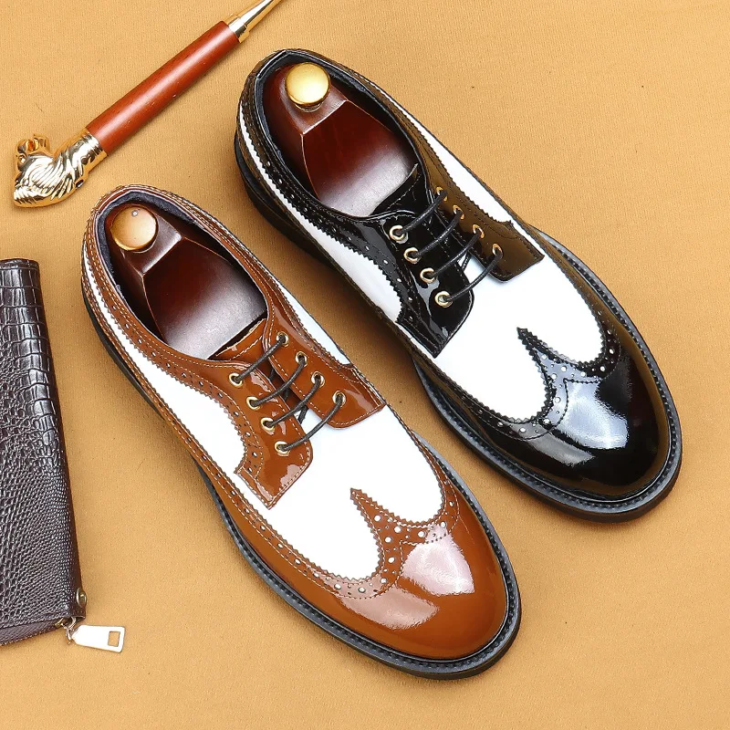 Black Thick Sole Men Dress Shoes Genuine Cow Leather Brogue Wedding Shoes Mens Lace Up Business Office High Quality Oxford Shoes
Black Thick Sole Men Dress Shoes Genuine Cow Leather Brogue Wedding Shoes Mens Lace Up Business Office High Quality Oxford Shoes