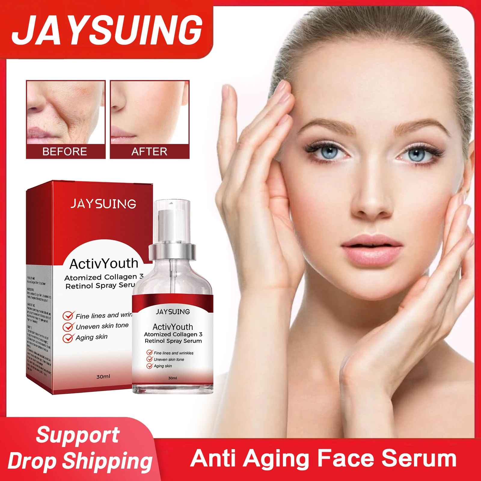 

Anti Aging Face Serum Wrinkle Reduction Remove Fine Lines Dry Lines Increase Skin Elasticity Tightening Firming Skin Care 30ml