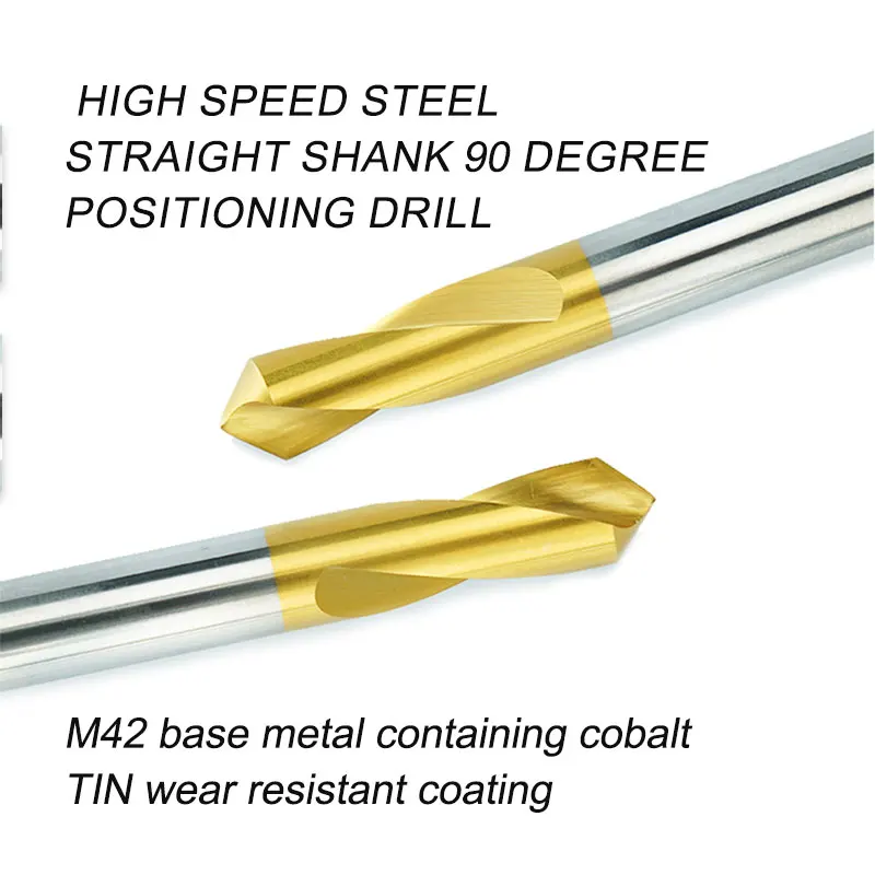 CNC M42 HSS-Co TIN coated fixed point drill positioning drill steel special chamfer milling cutter straight shank end mill
CNC M42 HSS-Co TIN coated fixed point drill positioning drill steel special chamfer milling cutter straight shank end mill