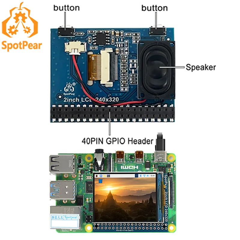 Raspberry Pi 2inch LCD IPS Display Screen 240×320 onboard speaker support audio playback
Raspberry Pi 2inch LCD IPS Display Screen 240×320 onboard speaker support audio playback