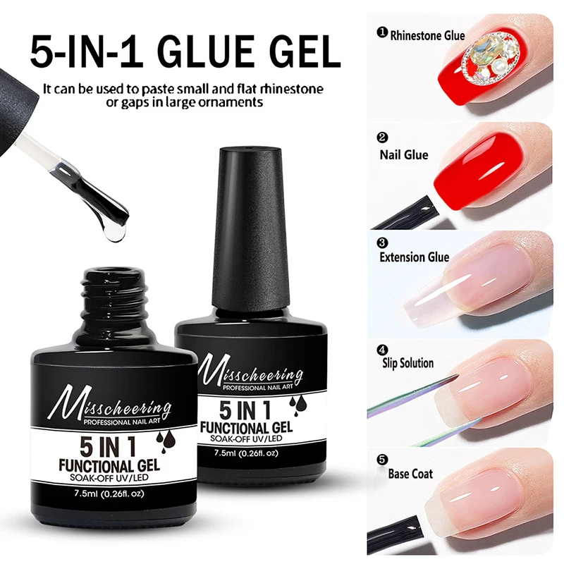 Adhesive Gel DIY Nail 5 In 1 Functional Glue Nail Art Accessories Decorative Superglue Wipe-Free
Adhesive Gel DIY Nail 5 In 1 Functional Glue Nail Art Accessories Decorative Superglue Wipe-Free