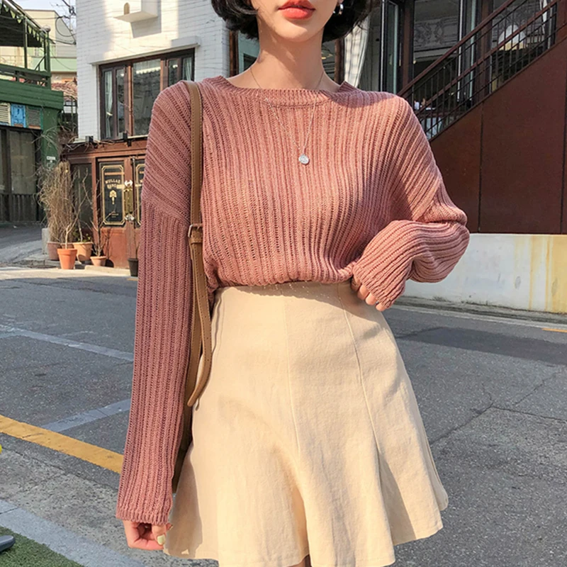 WDMSNA Spring Simple Vintage Round Neck Sweater Women Loose Solid Color Pullover Long Sleeve T-shirt Korean Chic Knitted Tops
WDMSNA Spring Simple Vintage Round Neck Sweater Women Loose Solid Color Pullover Long Sleeve T-shirt Korean Chic Knitted Tops
